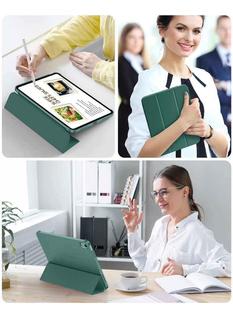 لـ HUAWEI Matepad 10.4 بوصة (2022) غطاء القضية ، استيقاظ / نوم تلقائي ، لمسة جلد مريحة ، غطاء واقي ثلاثي الوقوف النحيف مع الظهر الناعم TPU ، أخضر - Image 2